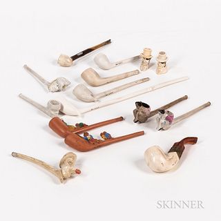 Group of Clay Pipes and Pipe Bowls, including some figural examples.
