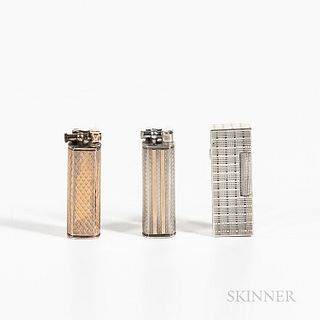 Three Vintage Dunhill Lighters, marked.