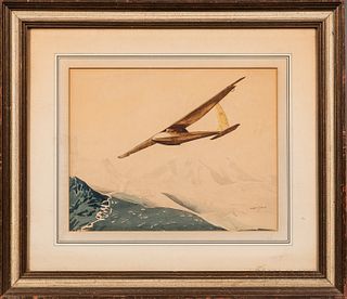 Wayne Davis (Illinois/Connecticut, 1904-1988)  Three Aviation Scenes, each signed and identified, watercolor on paper, eac...