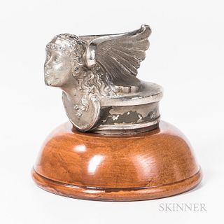 Buick Goddess Radiator Cap Mascot, William Schnell for Ternstedt Manufacturing Co., c. 1927, chromed zinc, the interior threaded, now o