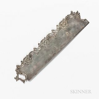 Sterling Silver Desk Ruler, George Shiebler, New York, 1876-1910, with rococo ornament, with 9 inch ruler, maker's mark on reverse side