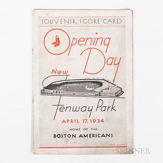 Fenway Park 1934 Opening Day Souvenir Scorecard.