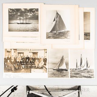 Collection of Yachting Photographs, mid-20th century, some with association to the New York Yacht Club; nine in mats embossed with the