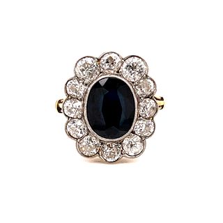1920' Rosetta Diamond Sapphire Ring