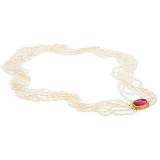 Gump's Tourmaline, Fresh Water Pearl, 18k Necklace