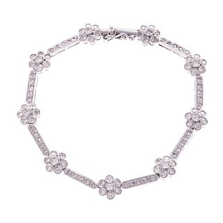 A 3.00 ctw Diamond Flower Link Bracelet in 18K