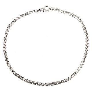 A Classic 18K White Gold Braided Link Necklace