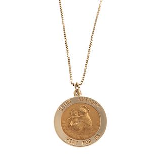A 14K Yellow Gold St. Anthony Pendant on Chain