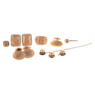 A Collection of Men's Cufflinks & Gold Pieces