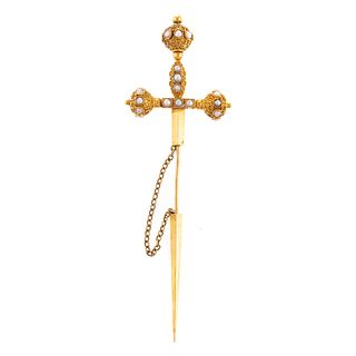 A 22K Victorian Etruscan Revival Sword Stick Pin
