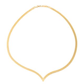 A 14K Yellow Gold Chevron Necklace