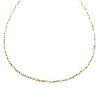 A Yellow, White & Rose Gold Faceted Bead Chain