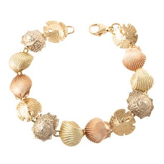 A 14K Yellow & Rose Gold Seashell Bracelet