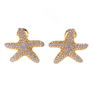 A Pair of Diamond Starfish Earrings in 18K
