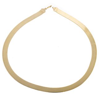 A Wide 10K Yellow Gold Herringbone Necklace