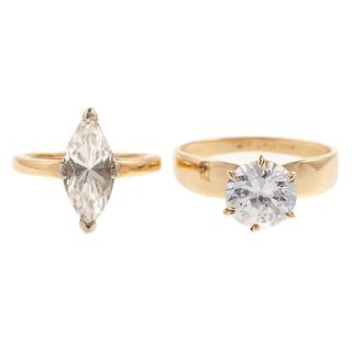 Two Large CZ Rings in Gold