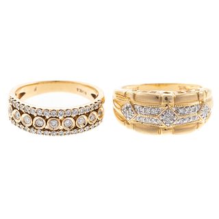 Two Wide Diamond Bands in Gold