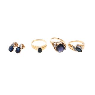 A Collection of Sapphire & Diamond Jewelry in Gold