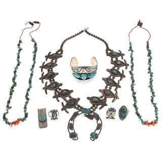 A Collection of Native American Turquoise Jewelry