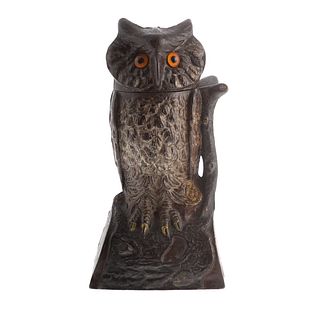 Painted Cast Iron Owl Bank