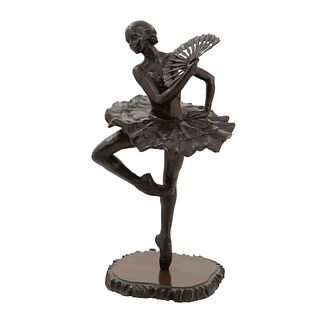 JAVIER VILLARREAL Bailarina con abanico Firmada Fundición en bronce 25/56  78 x 44 x 40 cm