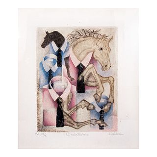JUAN CALDERÓN "El caballo loco" Firmado a lápiz Grabado PA VI/ X Sin enmarcar 61 x 51 cm
