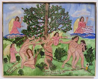 Outsider Art "Adam & Eve" Signed M West