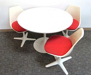 Burke Copy Of Saarinen Tulip Table & Chairs