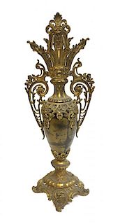 19th C. Gold Toned Metal Vase