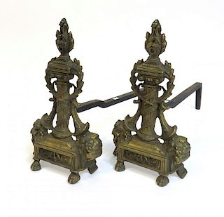 Two Brass Andirons
