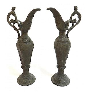 Bronzed Spelter Ewers Of Native American Interest