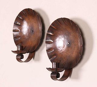 A.G. Barton Hammered Copper Candle Sconces c1920