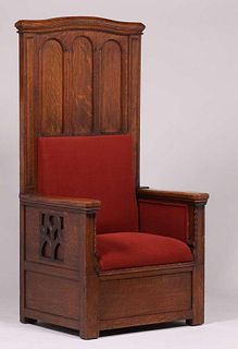 Mathews Furniture Shop Tall Oak Throne Chair c1912