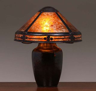 Dirk van Erp Hammered Copper & Mica Lamp c1915-1920
