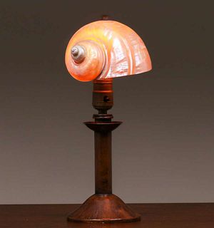 Dirk van Erp Hammered Copper Shell Lamp c1910