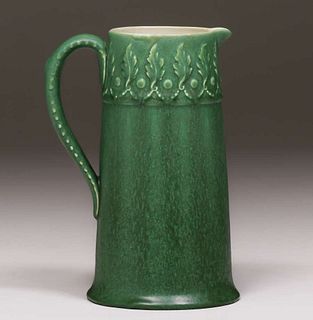 Hampshire Pottery Matte Green Pitcher c1910