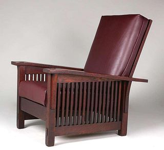 Gustav Stickley Bentarm Spindled Morris Chair