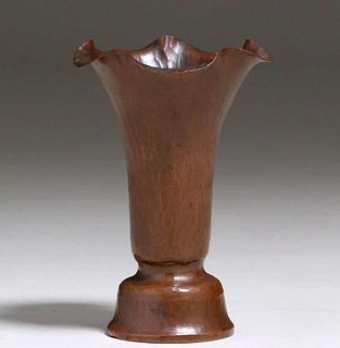 Dirk van Erp  Hammered Copper Flared Vase c1915