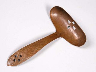 Minneapolis Hammered Copper Cutout Ladle c1910