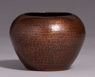 Dirk van Erp Hammered Copper Spherical Vase c1909