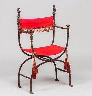 Oscar Bach Handwrought Iron & Bronze Armchair c1920s