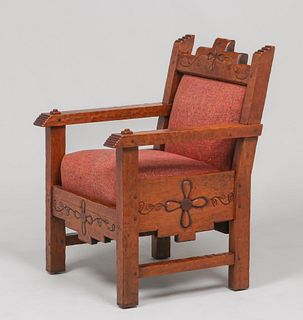 Navajo WPA era Hand-Carved New Mexican Armchair c1930s