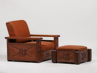 Navajo WPA era Hand-Carved New Mexican Club Chair