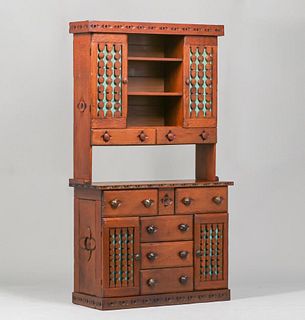 Navajo WPA era Hand-Carved New Mexican Hutch c1930s