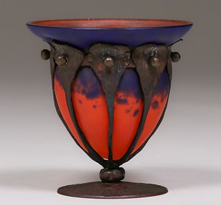 Daum Nancy & Louis Majorelle Art Glass & Iron Vase
