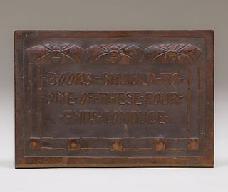 Carence Crafters Acid-Etched Motto Bookend c1910