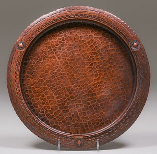 Early Craftsman Studios Hammered Copper Tray c1920s