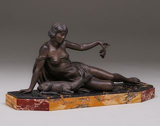 French Bronze & Marble Sculpture c1920s