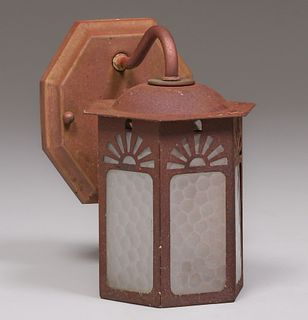 Contemporary Arts & Crafts Cutout Porch Lantern c1990