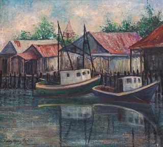 Emma Norris Martin WPA era Painting Boats c1930s